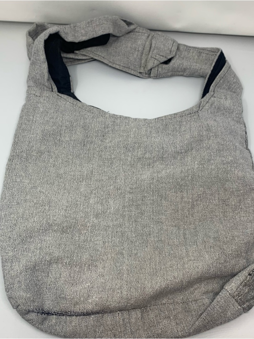 Boho Hemp Rising International Gray Hobo Leaf Zip Crossbody Festival Bag Nepal - Picture 3 of 5